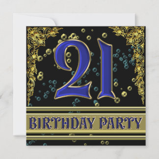 21. Geburtstag Party in Schwarz und Gold Einladung