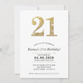 21. GEBURTSTAG PARTY INVITE Moderner Glitzer Einladung (Vorderseite)