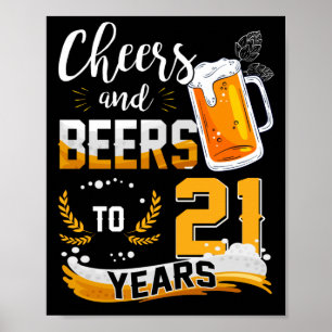 21. Geburtstag Party Kummer und Bier bis 21 Jahre Poster