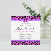 21. Geburtstag Party Leopard Funky Diva Pink Einladung (Stehend Vorderseite)