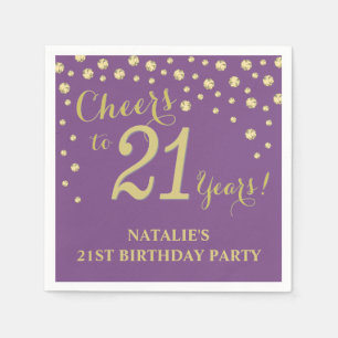 21. Geburtstag Party Lila und Gold Diamond Napkin Serviette