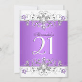 21. Geburtstag Party Lila Weißer Diamant Einladung (Vorderseite)