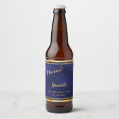 21. Geburtstag Party Marineblau Goldjubelnamen Bierflaschenetikett (Vorderseite)