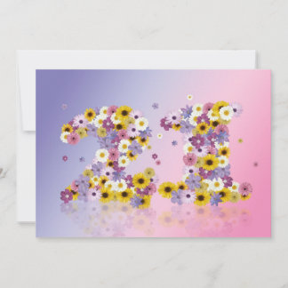 21. Geburtstag Party, mit Blumenbriefen Einladung