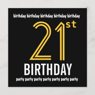 21. Geburtstag Party Modernes Gold und Schwarz Einladung