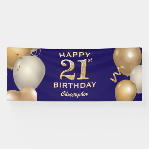 21. Geburtstag Party Navy Blue und Gold Balloons Banner