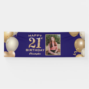 21. Geburtstag Party Navy Blue und Gold Balloons Banner
