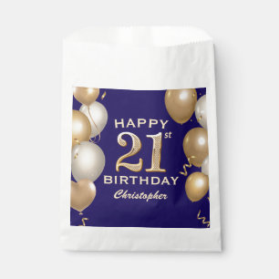 21. Geburtstag Party Navy Blue und Gold Balloons Geschenktütchen