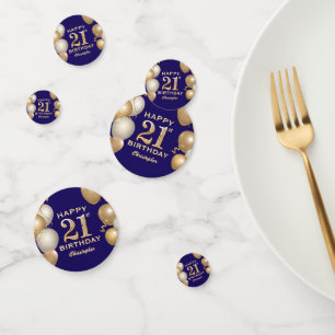 21. Geburtstag Party Navy Blue und Gold Balloons Konfetti