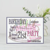 21. Geburtstag Party Personalisierte Einladung (Stehend Vorderseite)