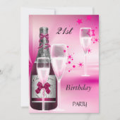 21. Geburtstag Party Pink Champagne 21 Einladung (Vorderseite)
