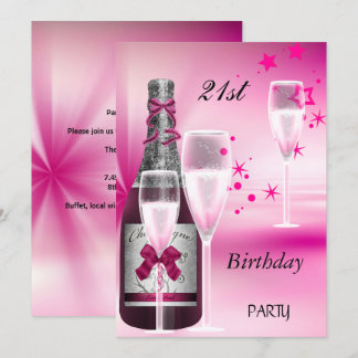 21. Geburtstag Party Pink Champagne 21 Einladung