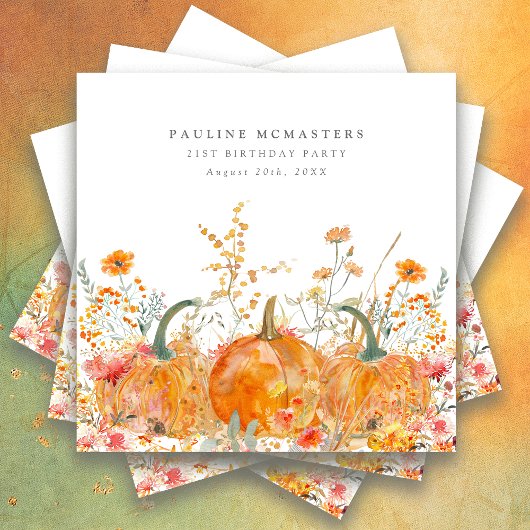 21. Geburtstag Party Pumpkin Wildblume Custom Serviette