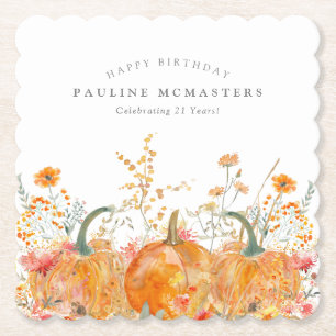 21. Geburtstag Party Pumpkin Wildblume Custom Untersetzer