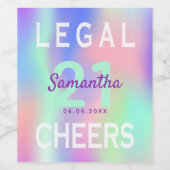 21. Geburtstag Party Regenbogenlegale Monografie Weinetikett (Einzelnes Label)