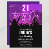 21. Geburtstag Party Rosa Neon Einladung (Vorne/Hinten)