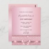 21. Geburtstag Party Rose Gold Funkeln Einladung Postkarte (Vorne/Hinten)