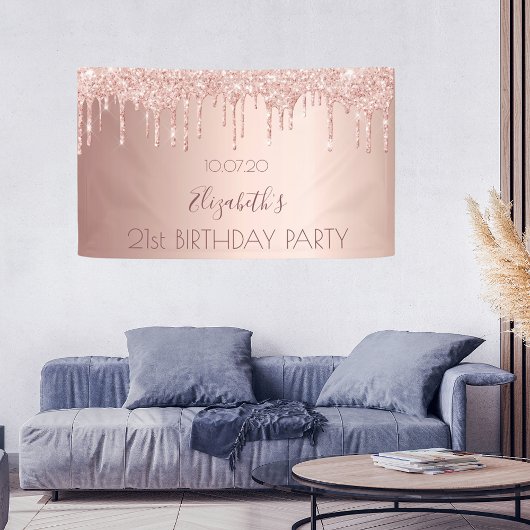 21. Geburtstag Party Rose Gold Tropfen Banner