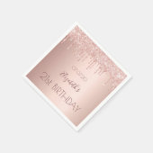21. Geburtstag Party Rose Gold Tropfen Serviette (Ecke)