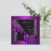 21. Geburtstag Party Schuhe Lila Black Zebra Einladung (Stehend Vorderseite)
