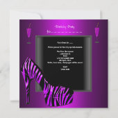 21. Geburtstag Party Schuhe Lila Black Zebra Einladung (Rückseite)