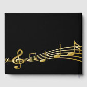 21. Geburtstag Party schwarze Gold Musiknoten Gästebuch (Rückseite)