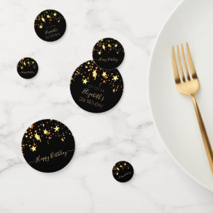 21. Geburtstag Party schwarze goldene Sterne Glamo Konfetti