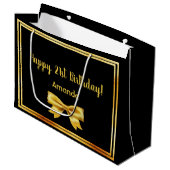 21. Geburtstag Party schwarzer Goldname eleganter Große Geschenktüte (Vorderseite Schrägansicht)