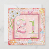 21. Geburtstag Party Scrapbooking Stil Einladung (Vorderseite)