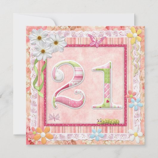 21. Geburtstag Party Scrapbooking Stil Einladung (Vorderseite)