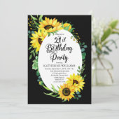 21. Geburtstag Party Sonnenblume | Eukalyptus Flor Einladung (Stehend Vorderseite)