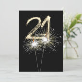 21. Geburtstag Party Sparklers Einladung (Stehend Vorderseite)