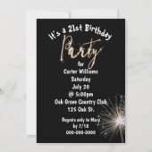 21. Geburtstag Party Sparklers Einladung (Rückseite)