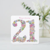 21. Geburtstag Party Spring Floral Custom Einladung (Stehend Vorderseite)
