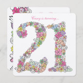 21. Geburtstag Party Spring Floral Custom Einladung (Vorne/Hinten)