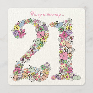 21. Geburtstag Party Spring Floral Custom Einladung