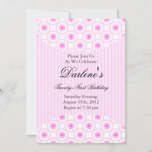 21. Geburtstag Party Sweet Pink Einladung (Vorderseite)