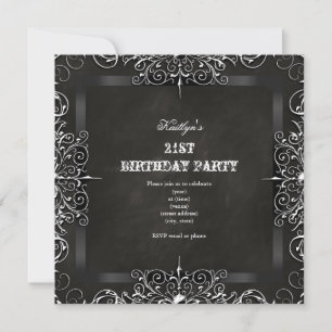 21. Geburtstag Party Tafel Black Antique Einladung