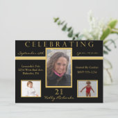 21. Geburtstag Party Tri Foto Einladungen (Stehend Vorderseite)