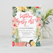 21. Geburtstag Party Tropisches Wasser Einladung (Stehend Vorderseite)