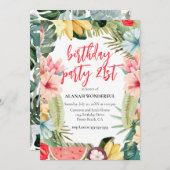 21. Geburtstag Party Tropisches Wasser Einladung (Vorne/Hinten)