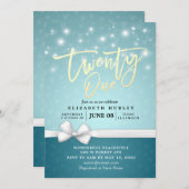 21. Geburtstag Party Türkis Blau Weißes Band Einladung (Vorne/Hinten)