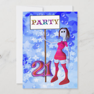21. Geburtstag Party - Vorzeichenvorladung Einladung