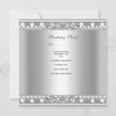 21. Geburtstag Party Weiße Perle Diamantsilber Einladung (Rückseite)