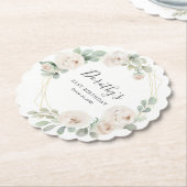 21. Geburtstag Party White Rose Bloral Custom Untersetzer (angewinkelt)