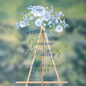 21. Geburtstag Party Willkommen Blue Rose Blume Acrylschild (Neutral)