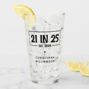 21. Geburtstag personalisiert 21. Est 2004 Glas