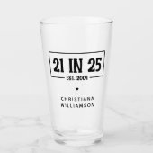21. Geburtstag personalisiert 21. Est 2004 Glas (Vorderseite)