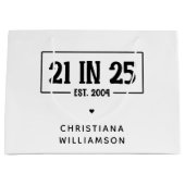 21. Geburtstag personalisiert 21. Est 2004 Große Geschenktüte (Vorderseite)