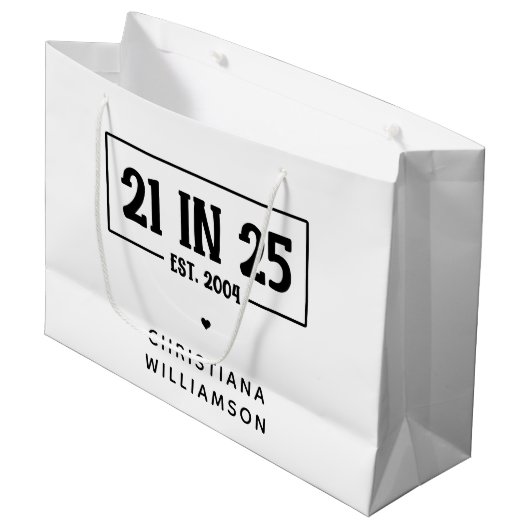 21. Geburtstag personalisiert 21. Est 2004 Große Geschenktüte (Vorderseite Schrägansicht)